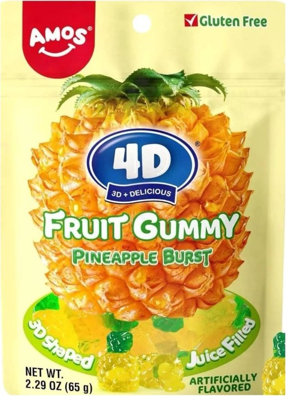 Amos 4D Fruit Gummy Pineapple Burst 65g