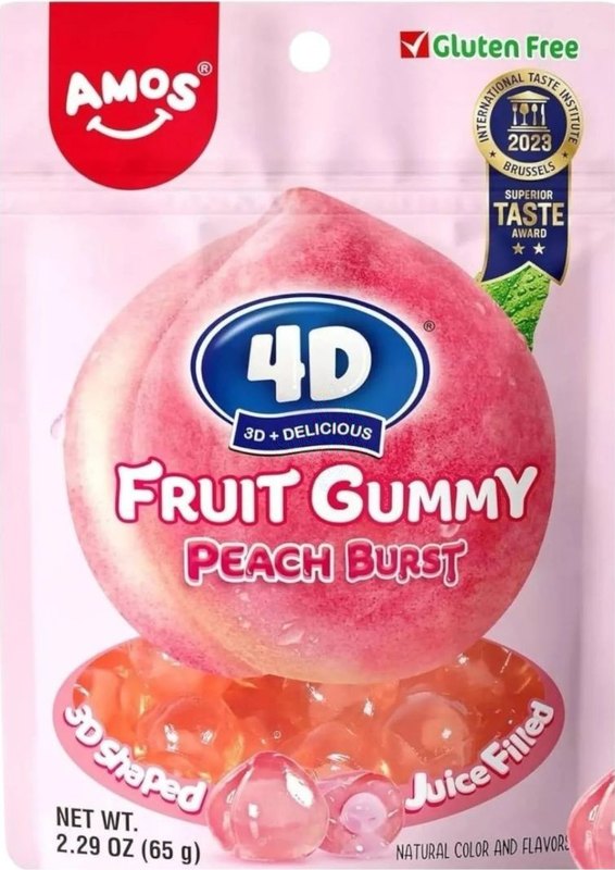 Amos 4D Fruit Gummy Peach Burst 65g