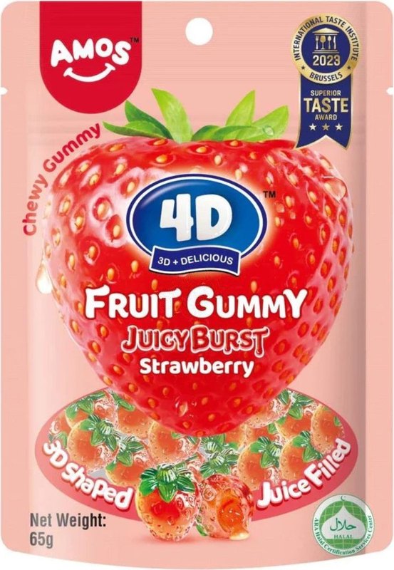 Amos 4D Fruit Gummy Strawberry Burst 65g